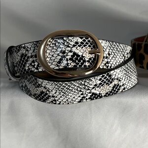 Snakeskin Pattern Belt with Gold Buckle